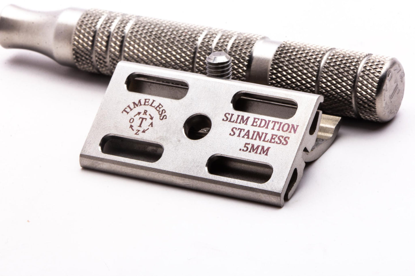 Timeless Razor | Stainless Steel SLIM Set .5mm Smooth Cap & Stand