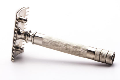 1907 Gillette Double Ring Old Type Safety Razor Set | Factory Nickel Revamp