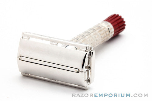 1955 A3 Gillette Red Tip Heavy Super Speed DE Safety Razor | Rhodium Revamp
