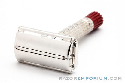 1955 A3 Gillette Red Tip Heavy Super Speed DE Safety Razor | Rhodium Revamp