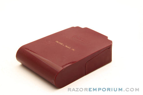 1956 Gillette B4 Etched Logo Cap Ball End Tech Razor in Maroon Pok-Kit Case
