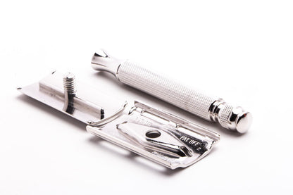 1959 E2 Gillette Three Peice Ball End Tech Double Edge Safety Razor | Rhodium Revamp