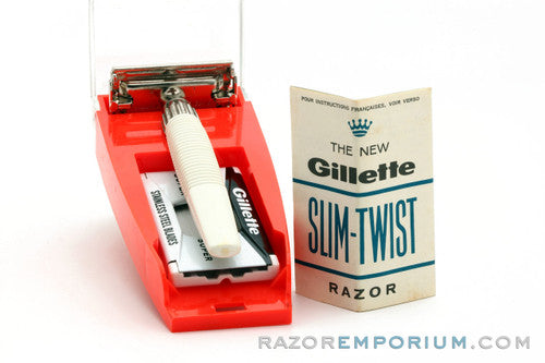 1967 M1 Gillette Slim Twist TTO Double Edge Safety Razor Set Made in England