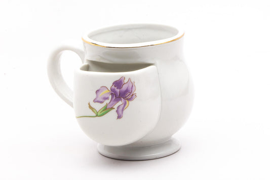 Vintage Ceramic Purple Floral Shaving Scuttle