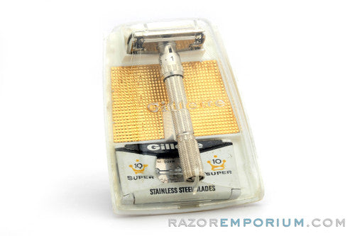 1967 Gillette Slim Adjustable Double Edge Safety Razor Set