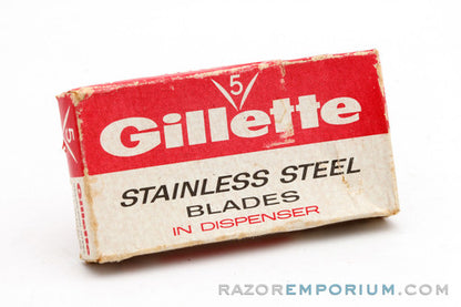 Gillette Stainless Steel Double Edge DE (5) - New Old Stock NOS Razor Blades - Made in Australia