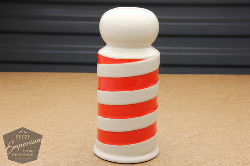 6" Red and White Barber Pole Porcelain Blade Safe