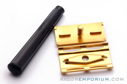 1940s Gillette WWII Gold Bakelite Handle Tech DE Razor Set