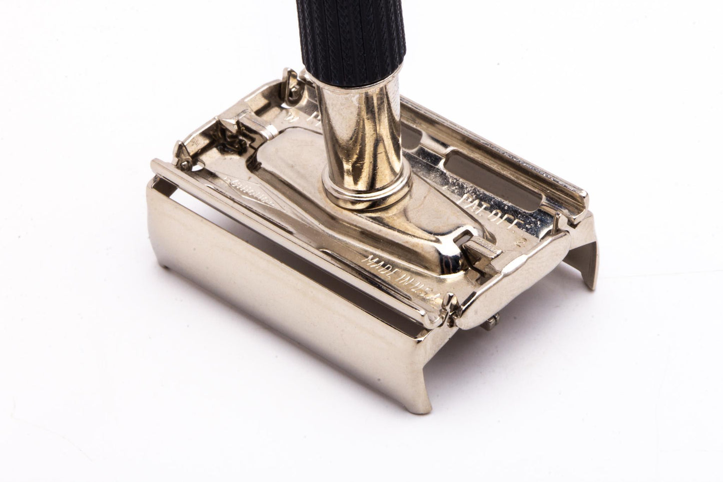 1976 W1 Gillette Black Handle TTO Super Speed Safety Razor | Factory Nickel Revamp