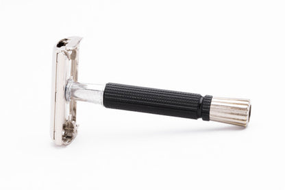1968 N3 Gillette Black Handle DE Super Speed Safety Razor | Factory Nickel Revamp