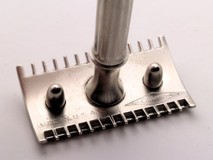 1917 Gillette Ball End Old Type DE Safety Razor | Factory Nickel Revamp