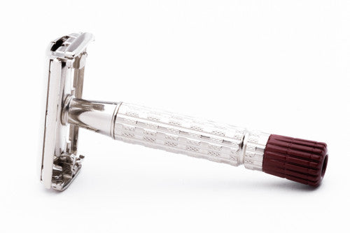 1956 B2 Gillette Heavy Red Tip Super Speed TTO Double Edge Safety Razor  | Factory Nickel Revamp