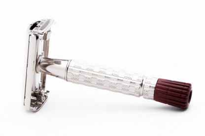 1956 B2 Gillette Heavy Red Tip Super Speed TTO Double Edge Safety Razor  | Factory Nickel Revamp