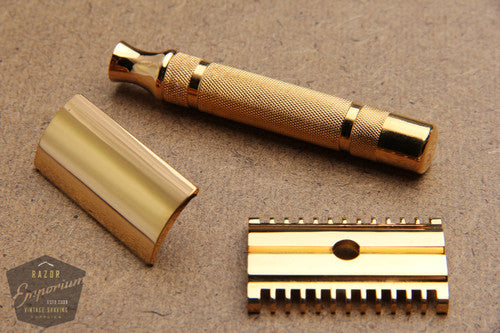 Gillette 1930's Bar Handle Long Comb "NEW" DE Safety Razor * 24K Gold REVAMPED