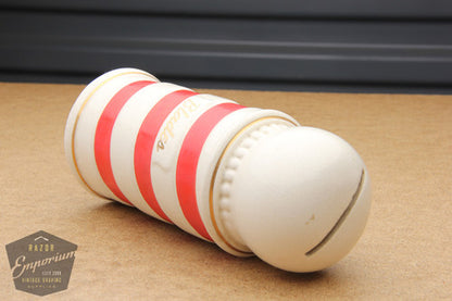 Red & White Barber Pole Porcelain Blade Safe