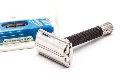 1972 Gillette Black Handle Super Speed Safety Razor With Case & Gillette Blades | S3