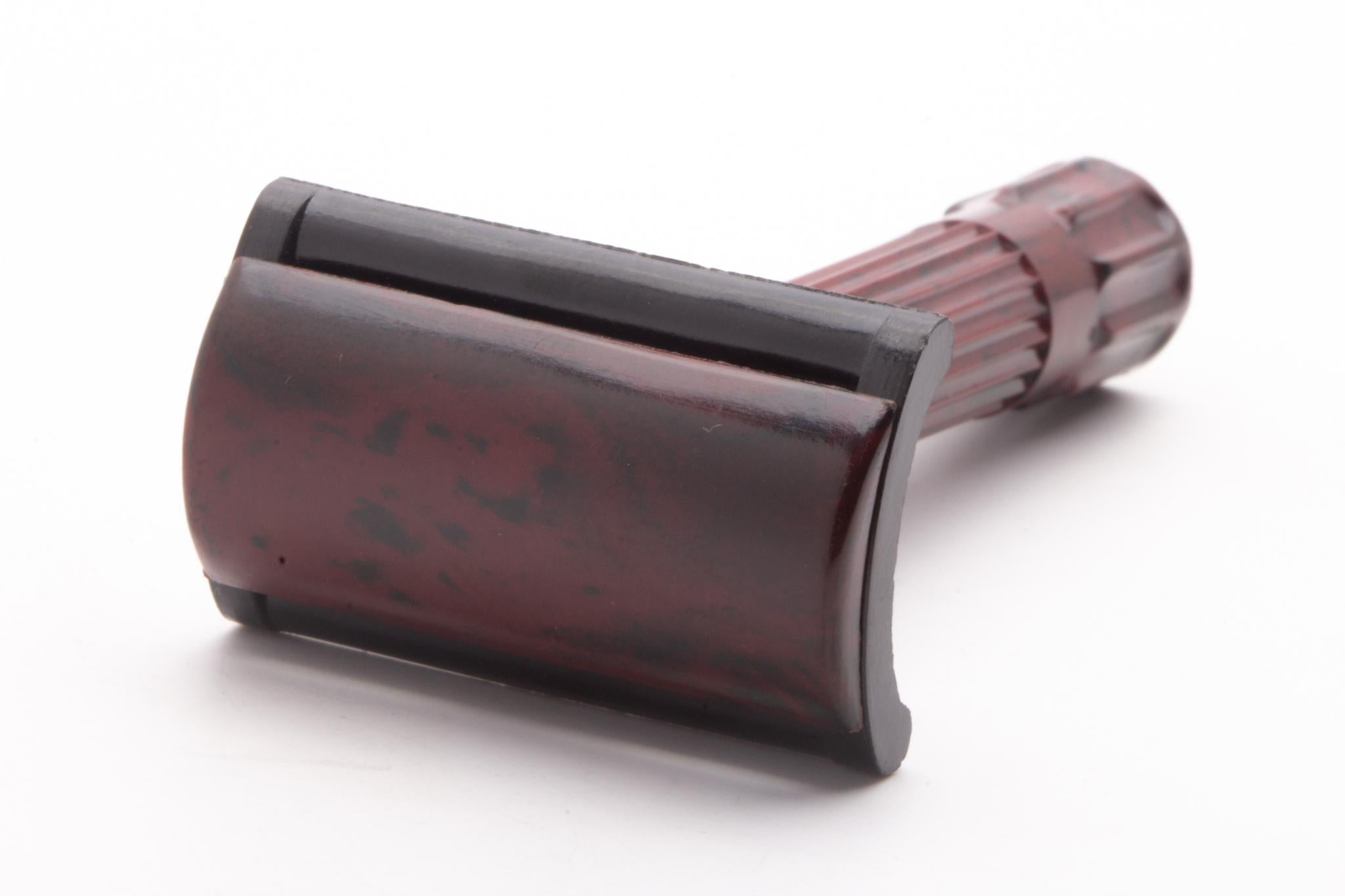 Glass Marble Razor 1930's Red Marble Bakelite Slant Double Edge Safety Razor | Original C ...
