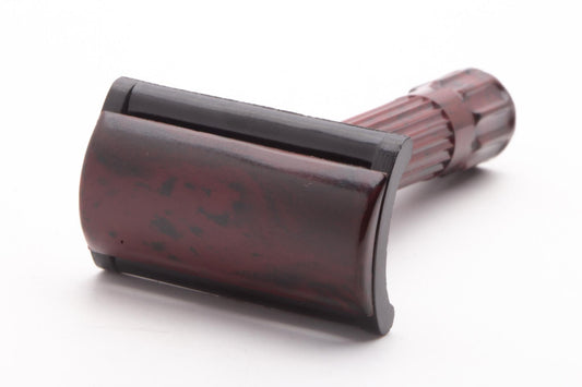 1930's Red Marble Bakelite Slant Double Edge Safety Razor | Original Condition