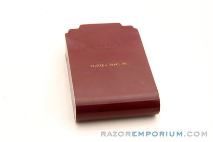 1956 Gillette B4 Etched Logo Cap Ball End Tech Razor in Maroon Pok-Kit Case