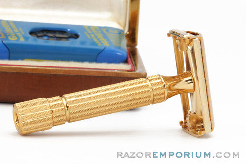 1955 Gillette Diplomat Original Gold Double Edge Safety Razor Set