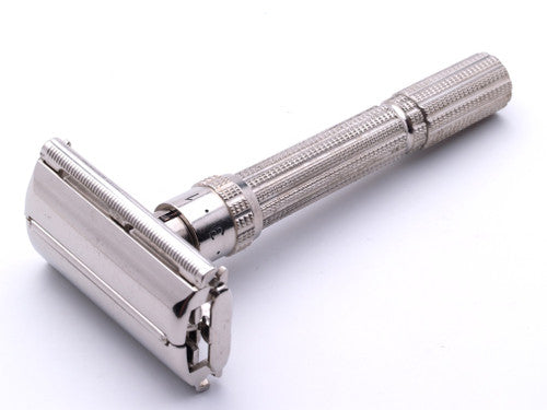 1967 M1 Gillette Slim Adjustable Safety Razor Nickel w/ Red Case & Blade Bank