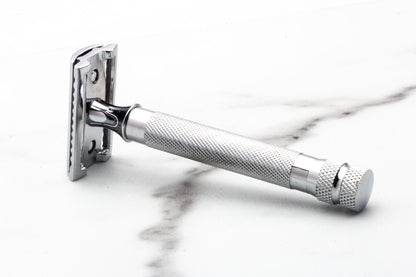Unbranded Three Piece Nickel Double Edge Safety Razor Set | Original Condition