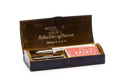1930's Valet Auto-Strop Razor Set With Blue Tin Case  | Original Condition