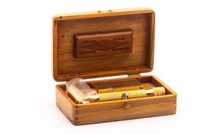 1921 Gillette Big Fellow Double Edge Safety Razor Set | 24K Gold Revamp
