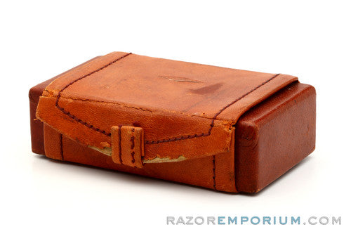 1940's Gillette Gold Regent Tech DE Safety Razor Set w/ Leather Case & Original Blade Bank