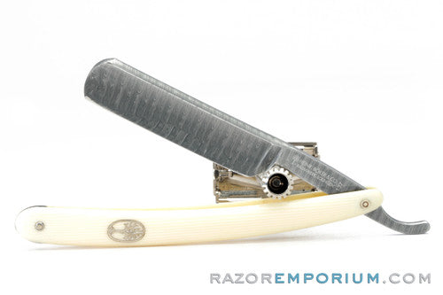 5/8" H. Boker 180 Layer Damascus Stainless Steel Straight Razor | Shave Ready