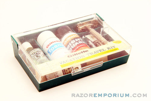 1955 Gillette A3 Flair Tip Super Speed Safety Razor Vacation & Travel Kit