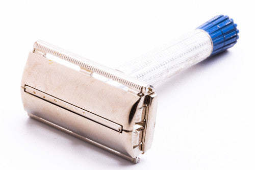 1959 Gillette Blue Tip Light Super Speed DE Safety Razor B1