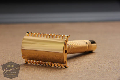 Gillette 1930's Bar Handle Long Comb "NEW" DE Safety Razor * 24K Gold REVAMPED