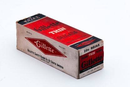 NOS - 200 Gillette Delgada Thin - Made in Argentina - Double Edge Razor Blades