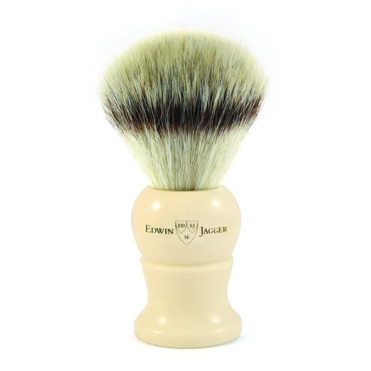 Edwin Jagger | Imitation Ivory Shaving Brush (Synthetic Silver Tip) Large