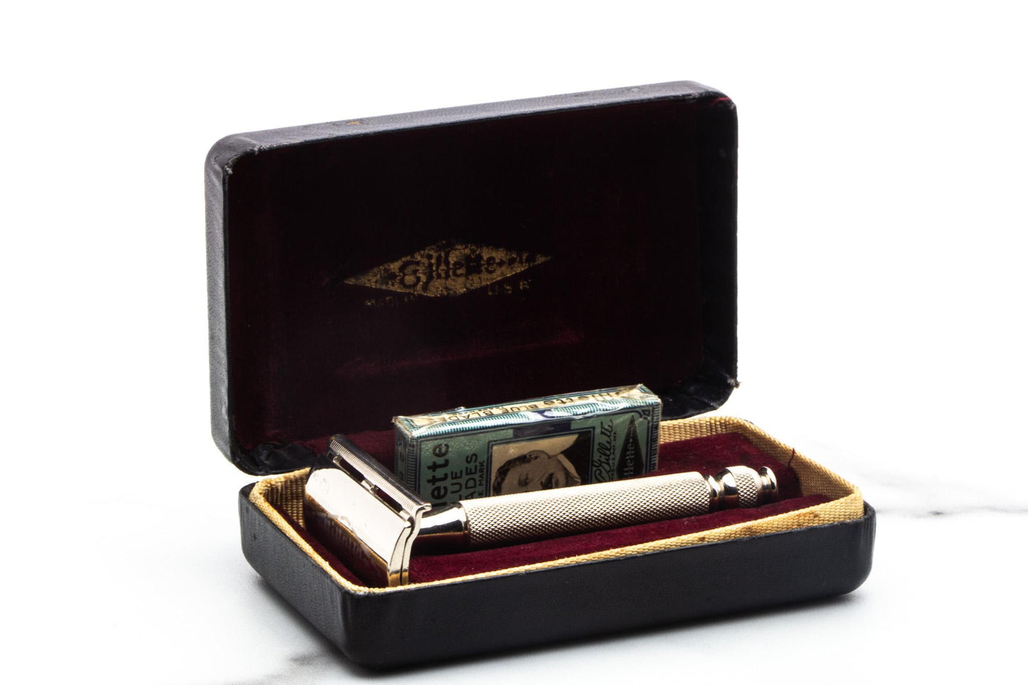 1940's Gillette Ball End Double Edge Razor In Leather Case | Original Condition