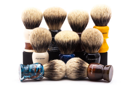 Shavemac | Germania Silvertip 2-Band Badger Shave Brush With Tortoise & Ivory Handle