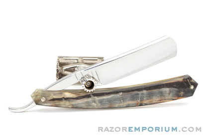 6/8" Thiers-Issard Hollow Ground Round Tip Ram Horn Straight Razor