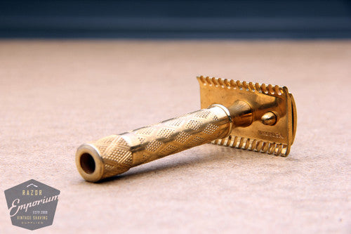 Gillette 1927 Gold New Standard Safety Razor in Original Black Leather Case