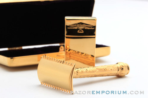 1910 Gillette Gold Empire Set - ABC Pocket Edition Old Type Open Comb DE Razor Set - 24K Gold Revamp