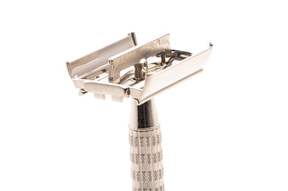 1958 D2 Gillette Red Tip Heavy Super Speed Double Edge Razor | Factory Nickel Revamp