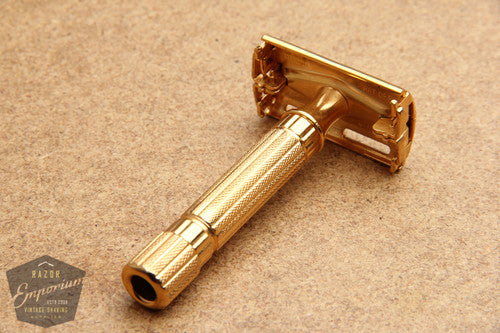 Gillette 1940's Aristocrat Non-Notched ** 24K Gold REVAMPED