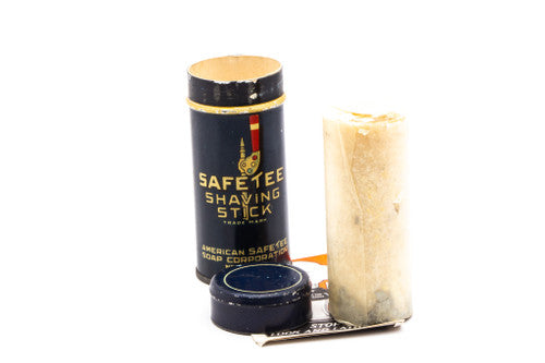 Vintage SafeTee Shaving Stick With Tin Canister and Original Soap Stick