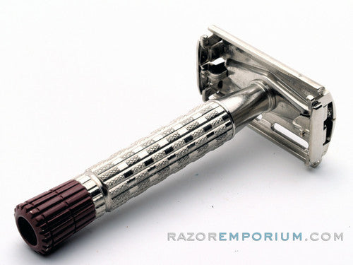 1959 E1 Gillette Heavy Red Tip DE Super Speed Safety Razor w/ Case, Instructions, & Blade Bank