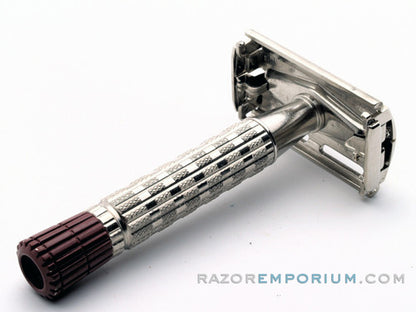 1959 E1 Gillette Heavy Red Tip DE Super Speed Safety Razor w/ Case, Instructions, & Blade Bank