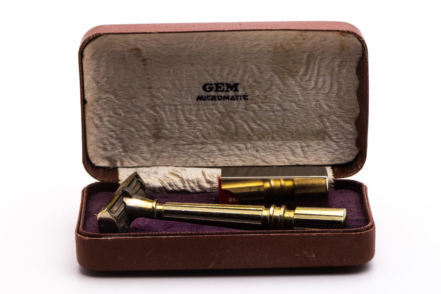 1930s Gem Gold Micromatic Bullet Tip Single Edge Razor Set | Original Condition