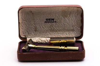1930s Gem Gold Micromatic Bullet Tip Single Edge Razor Set | Original Condition