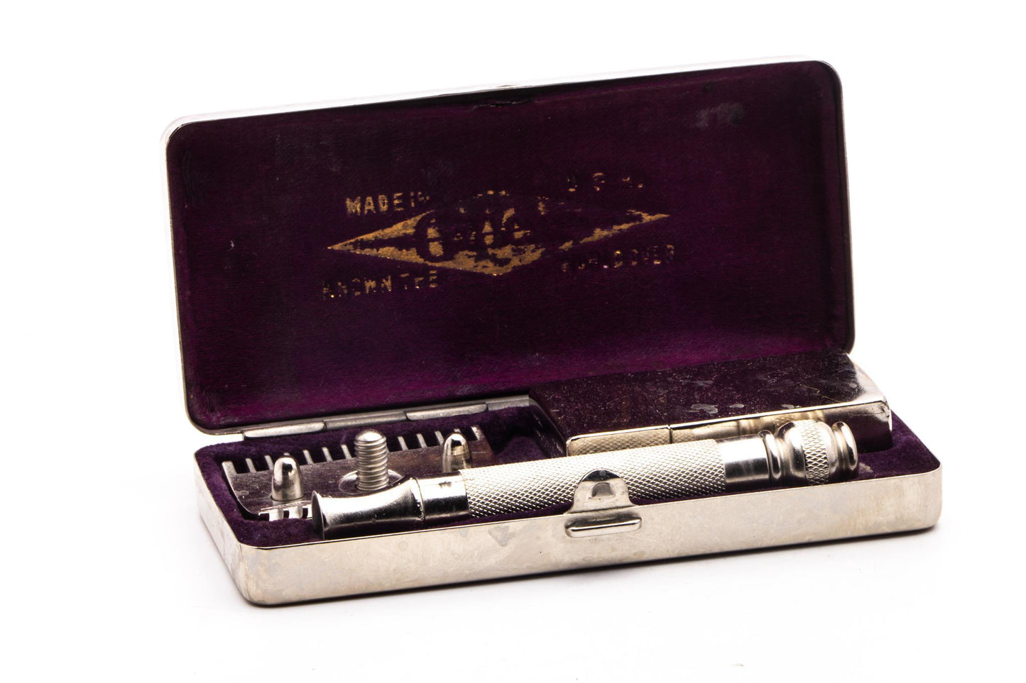 1918's Gillette ABC Pocket Edition Set With Basket Weave Case | Factory Nickel Revamp