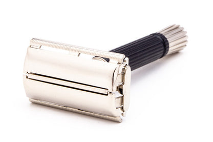1966 L3 Gillette Black Handle Super Speed Safety Razor | Factory Nickel Revamp