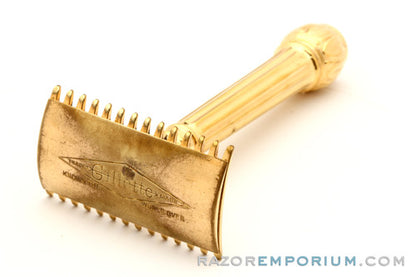 1909 Gillette Gold ABC Pocket Edition - Old Type (DE) Razor with Gun Metal Case and Blade Bank
